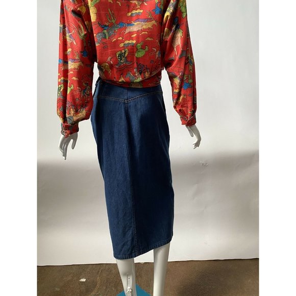 Banana Republic Womens Denim Pencil Skirt Blue Front Slit Pockets Medium Wash 6 - Picture 2 of 10